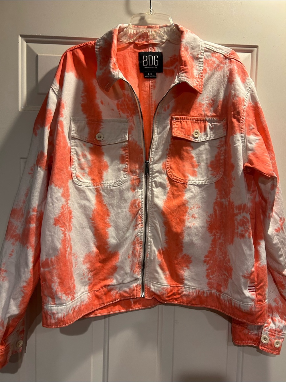 BDG Pinkish/orange & White Tie-Dye Zip-Up Jacket Size Large